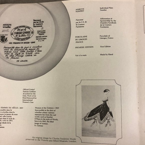 1865 Ganeau's Women of the Century Porcelian COA - Picture 5 of 7